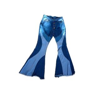 Fashion Nova Patchwork Flare Jeans Size M Teens/Adults 26X28